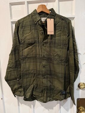 Scotch & Soda Olive Green Plaid Lightweight Shirt Jacket